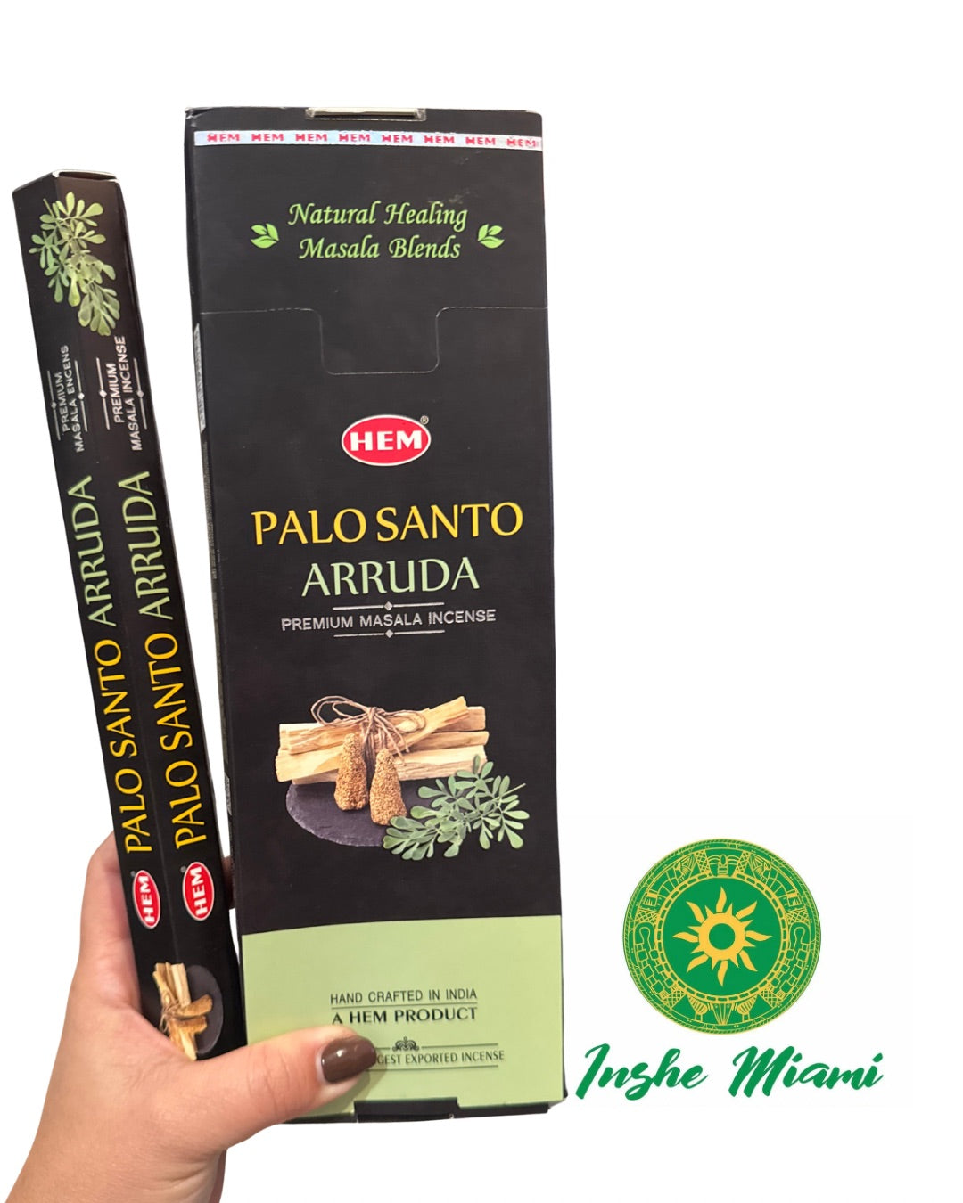 Incienso Palo Santo & Arruda HEM | Incienso Aromático Herbal | 1 o 3 Paquetes | Inshe Miami