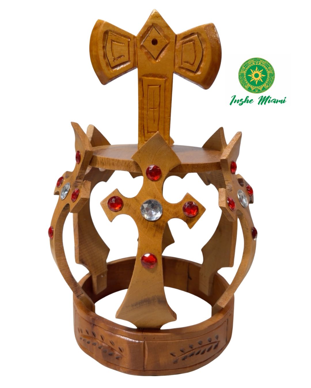 Corona de Madera para Changó con Oshé 15"-16" | Inshe Miami