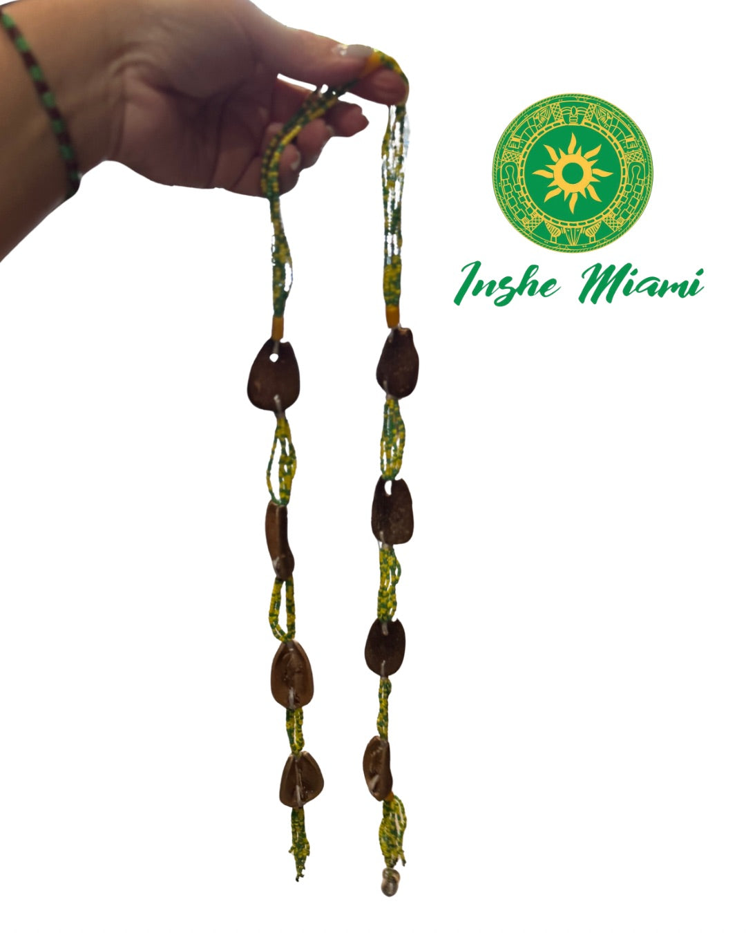 Opele Tradicional Nigeriano Verde y Amarillo – Ekuele de Ifá | Inshe Miami