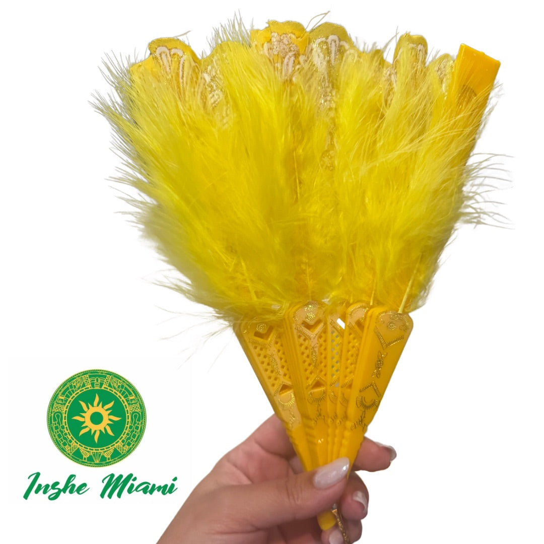 Yellow Fan with Feather - Yellow Fan with Feather
