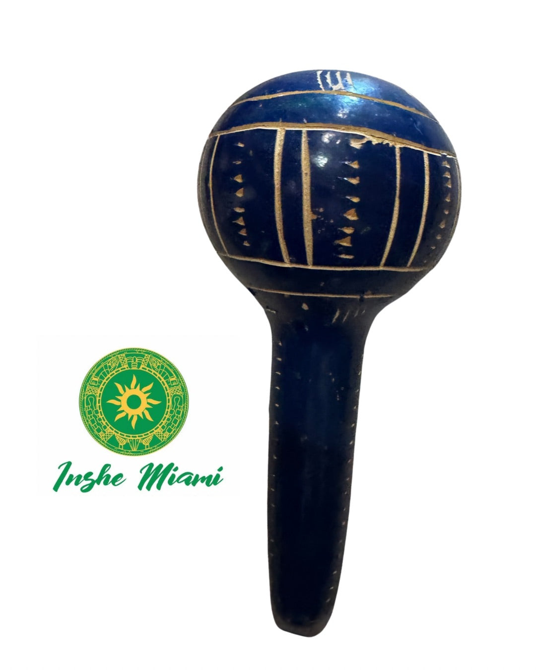 Sere / Shere de Yemoja Azul – Maraca Ritual Yoruba de Calabaza Natural
