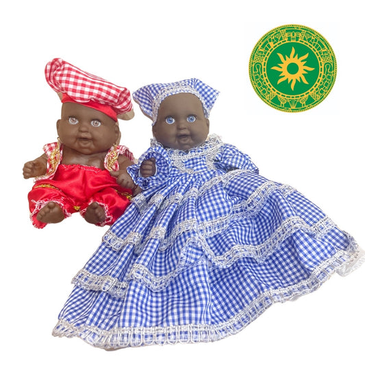Muñecos de 6" Ibeyi (Jimaguas) Rojo y Azul Guinga