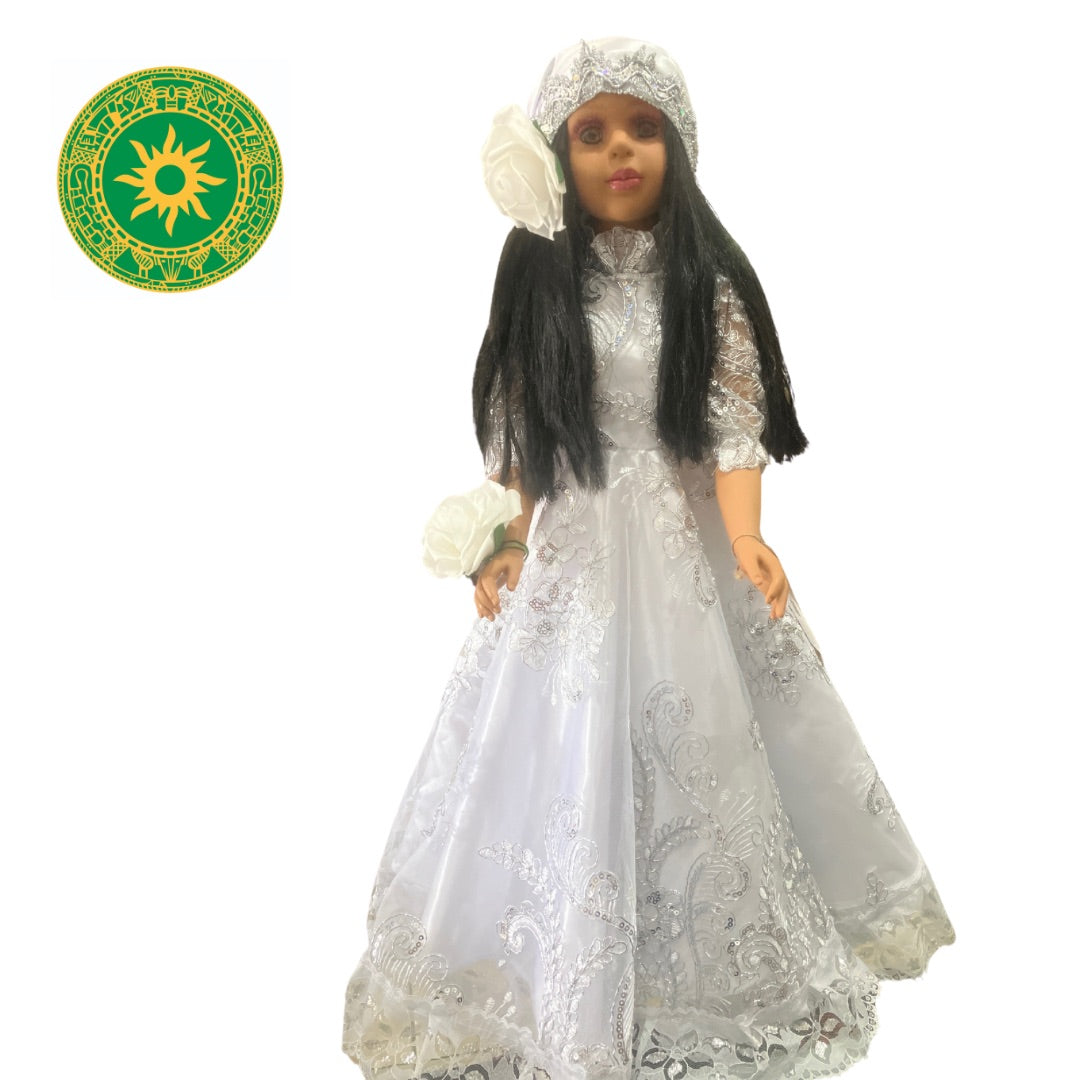 MEDIUM RUBBER DOLLS IN LONG LACE DRESSES