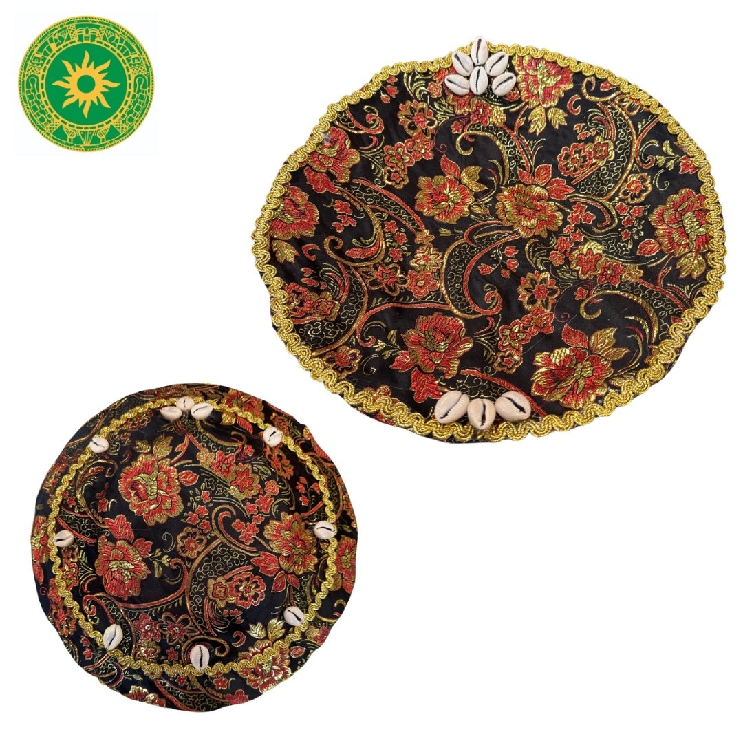 Cesta Decorada Roja y Negra para Elegua – Cesta Ritual para Altares y Ofrendas
