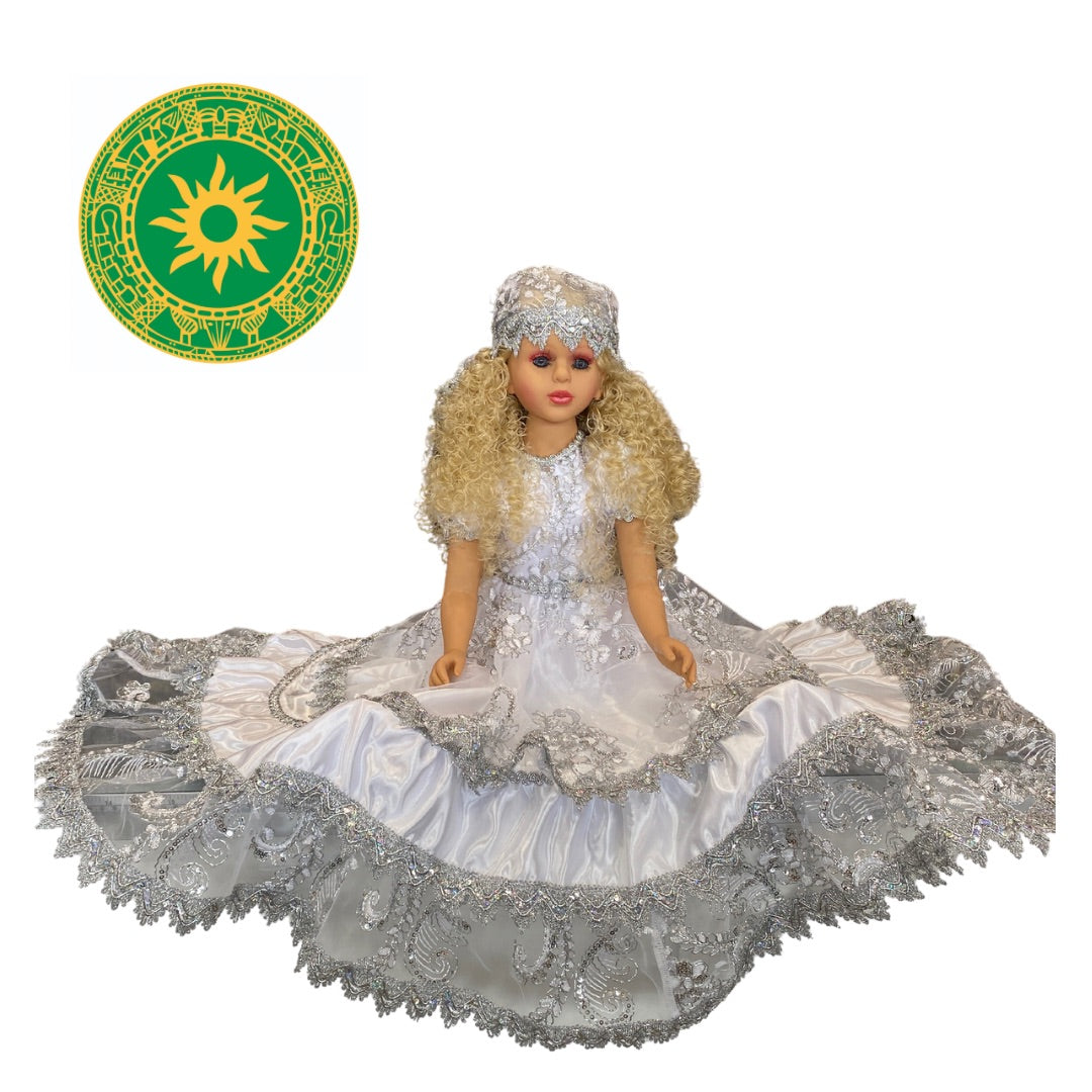 MEDIUM RUBBER DOLLS IN LONG LACE DRESSES