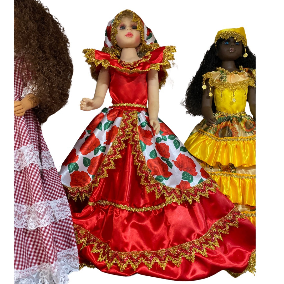 MEDIUM RUBBER DOLLS IN LONG LACE DRESSES