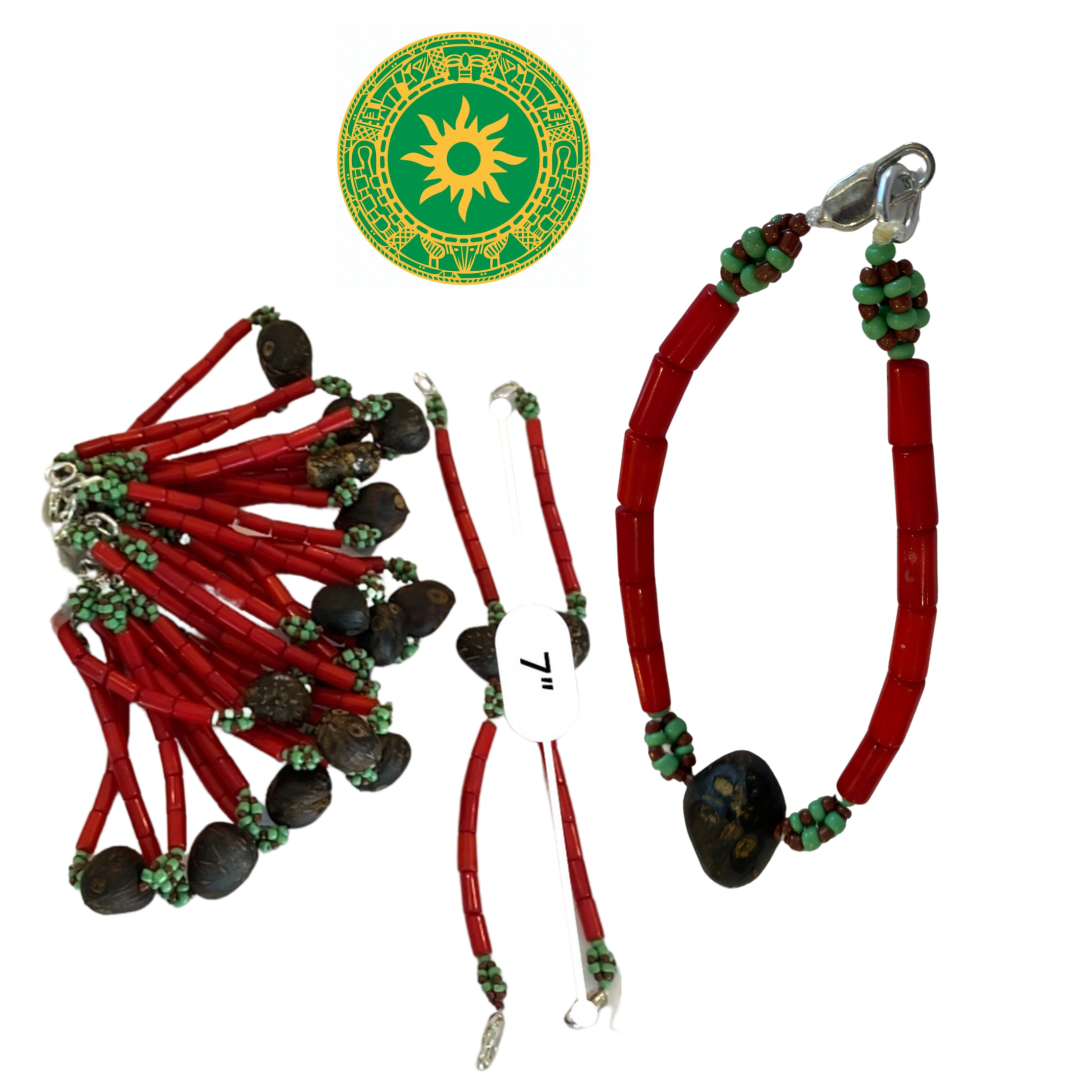 Ilde de Coral Rojo con Ikín de 4 Ojos – Collar Religioso Tradicional