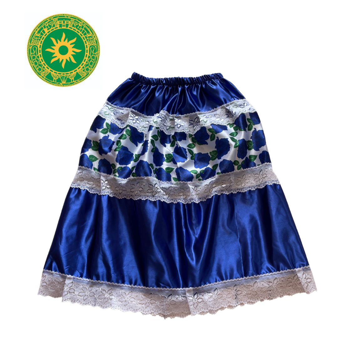 BLUE SAYA WITH HORIZONTAL FLOWERS