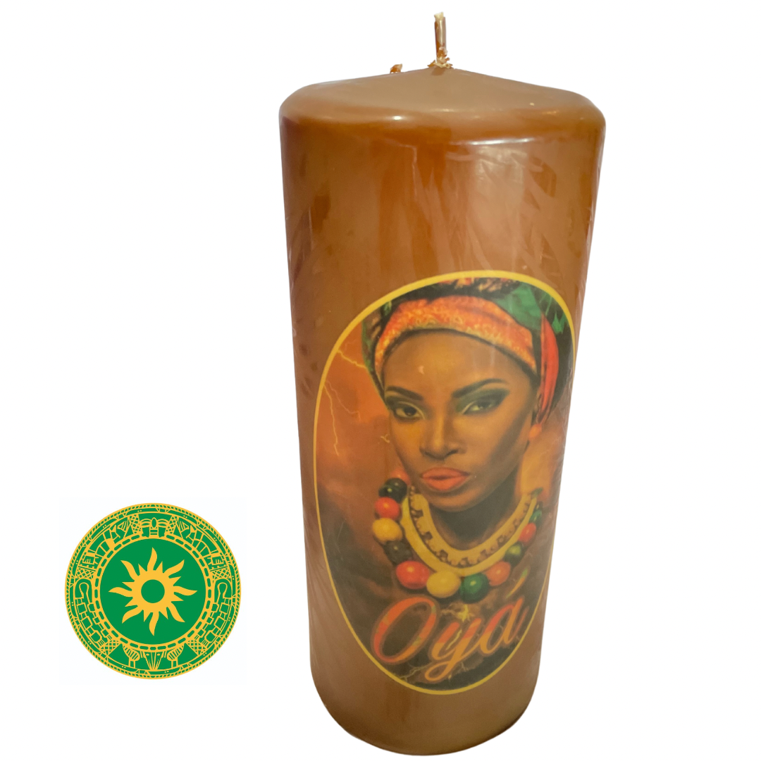 CANDLE WITH IMAGE OYA 8"