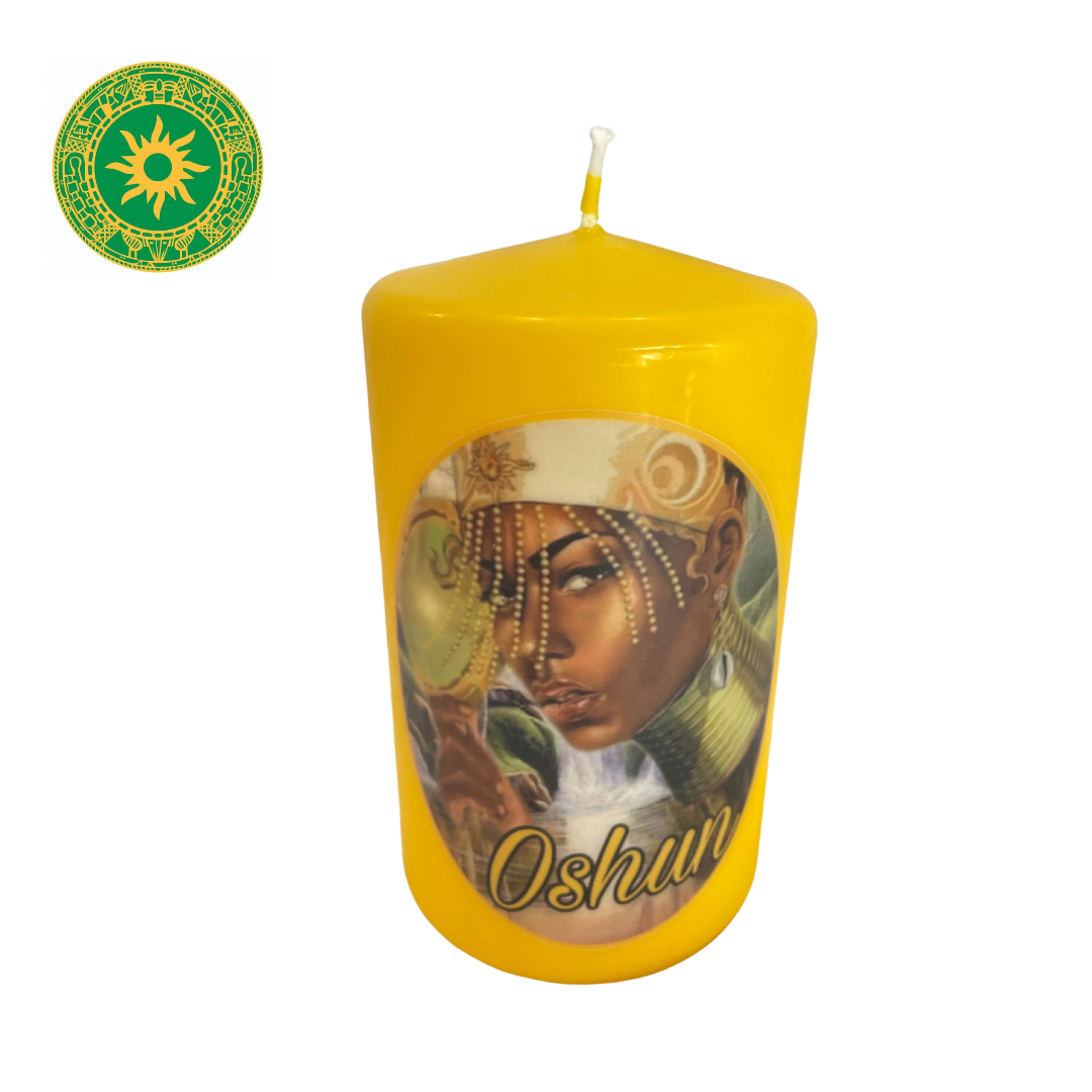 CANDLE WITH IMAGE OSHUN 5"