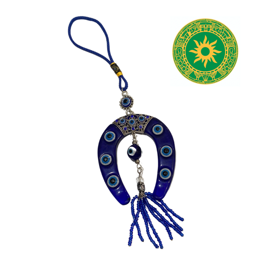 Colgante Azul con Ojitos y Herradura – 9.5"