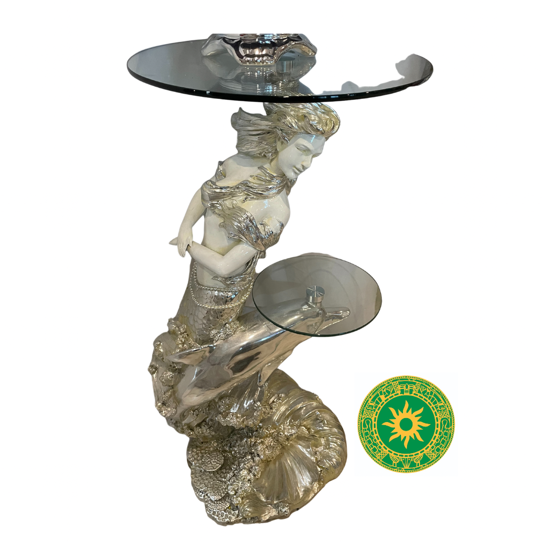 PEDESTAL PLATEADO CON DOBLE CRISTAL