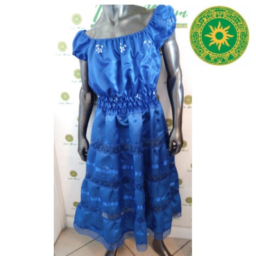 VESTIDO DE SATIN AZUL