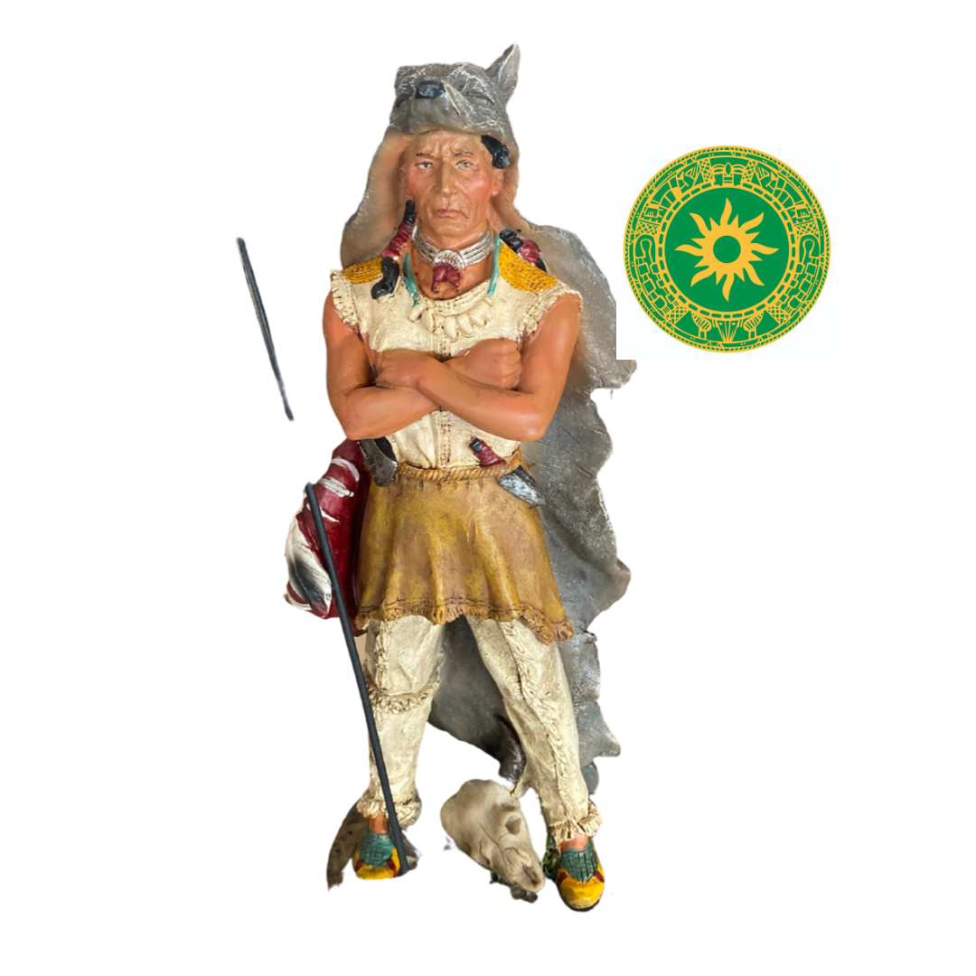 Estatua de Indio con Manos Cruzadas – Figura Espiritual 14 Pulgadas
