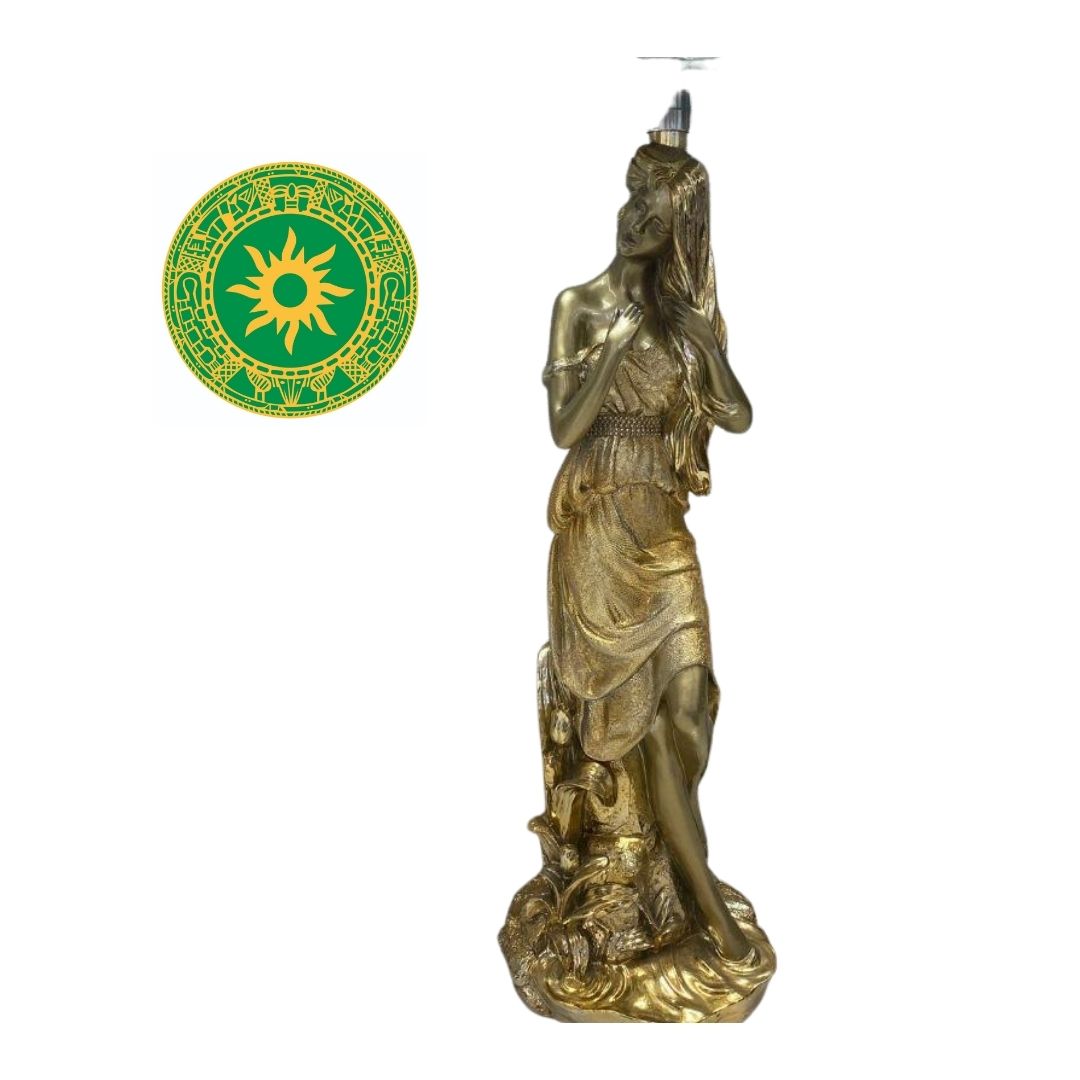 Pedestal de Cristal Dorado de Mujer con Cristal