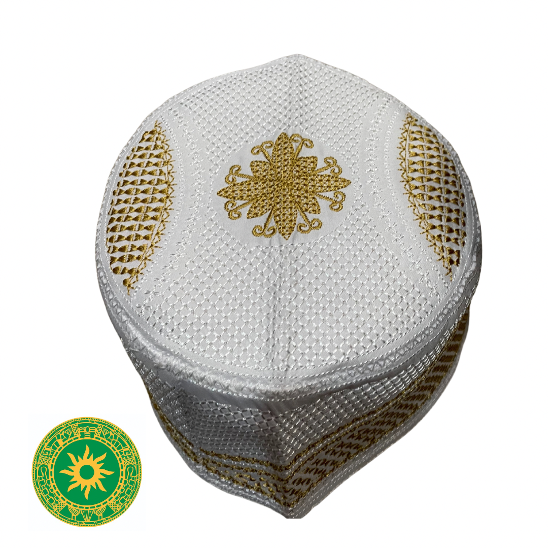 GORRO BLANCO Y DORADO