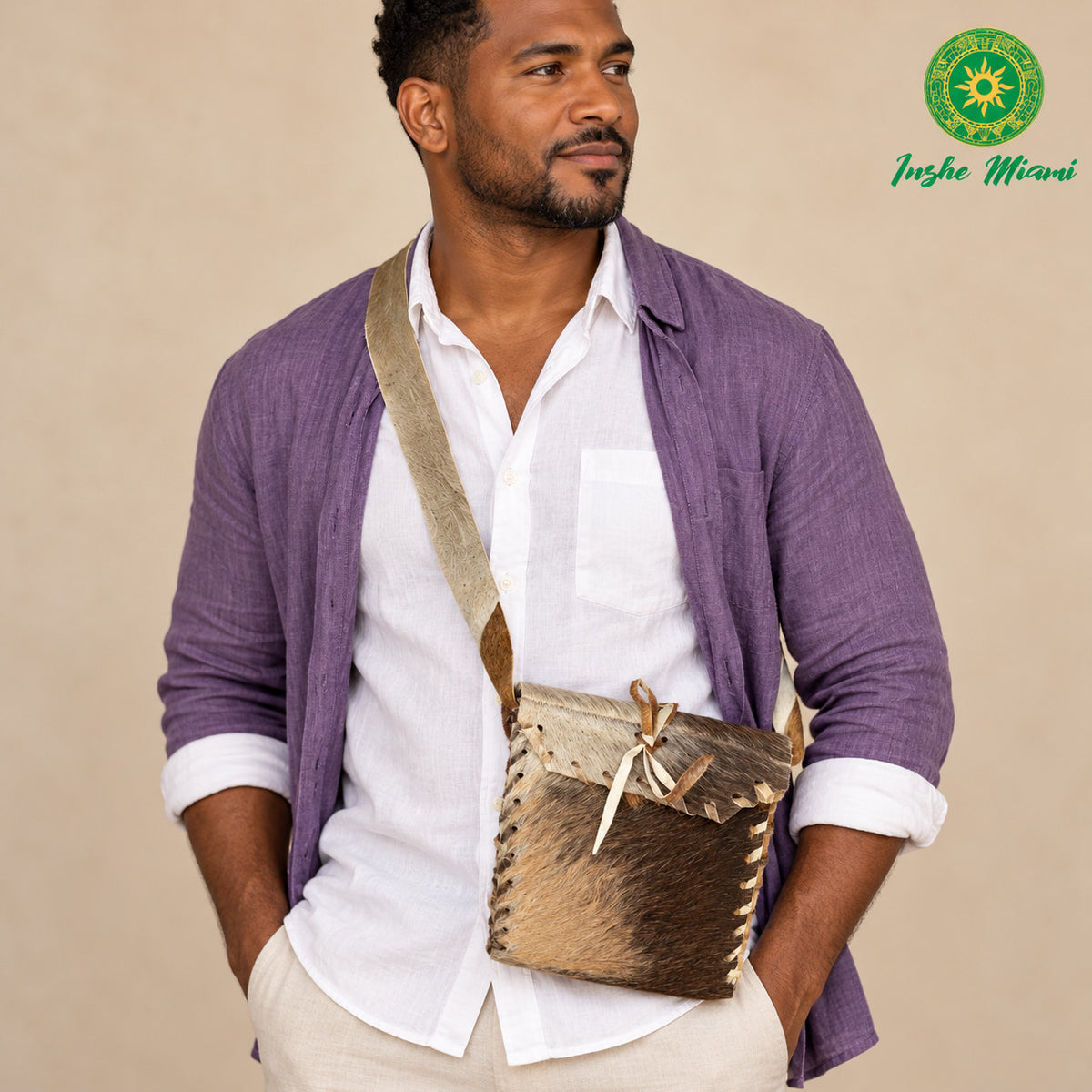 Cartuchera de Cuero Natural 10” x 8” – Bolso Tradicional de Piel | Inshe Miami