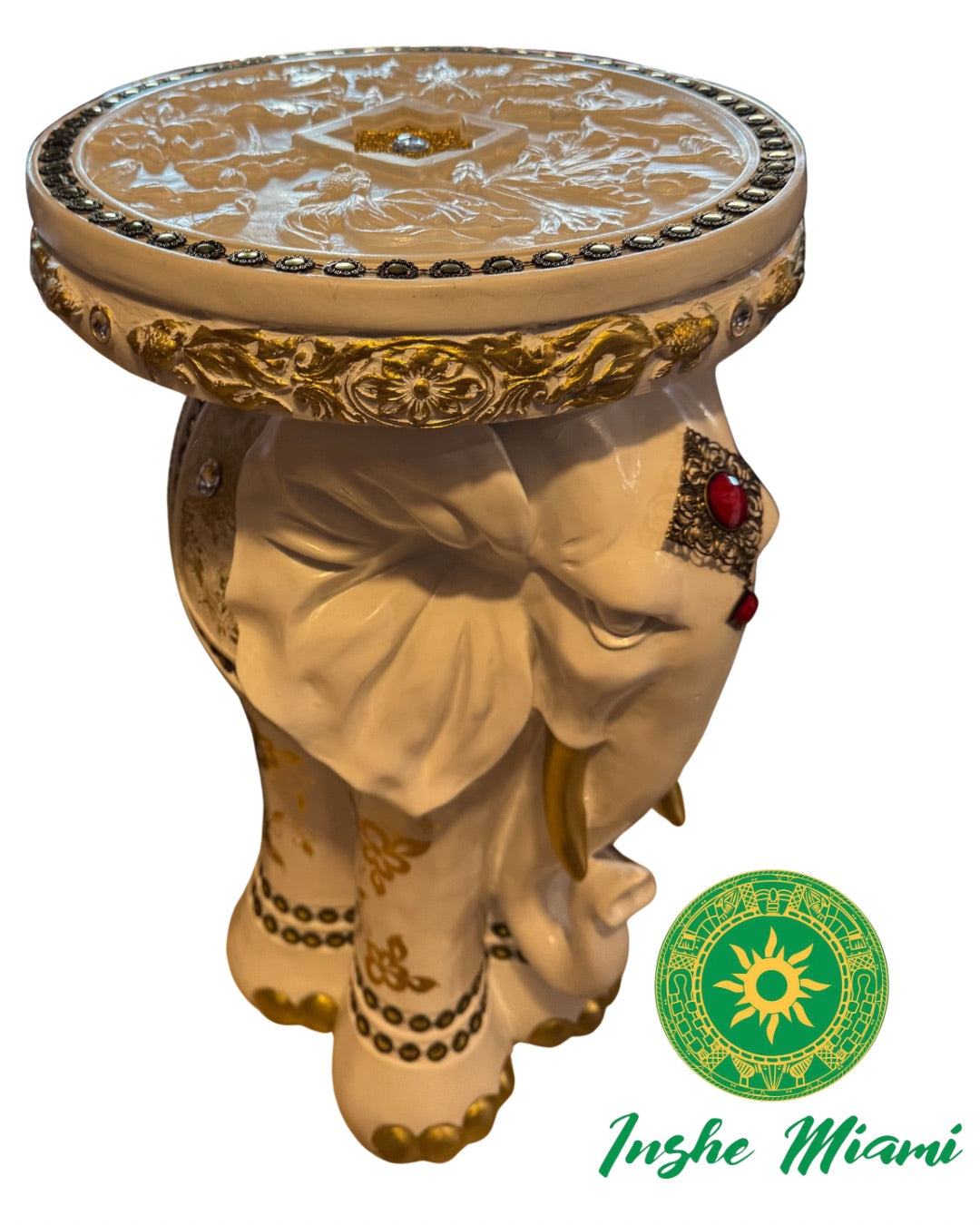 Pedestal Elefante 24” Blanco o Carmelita | Base Tradicional para Tablero y Batea de Orula
