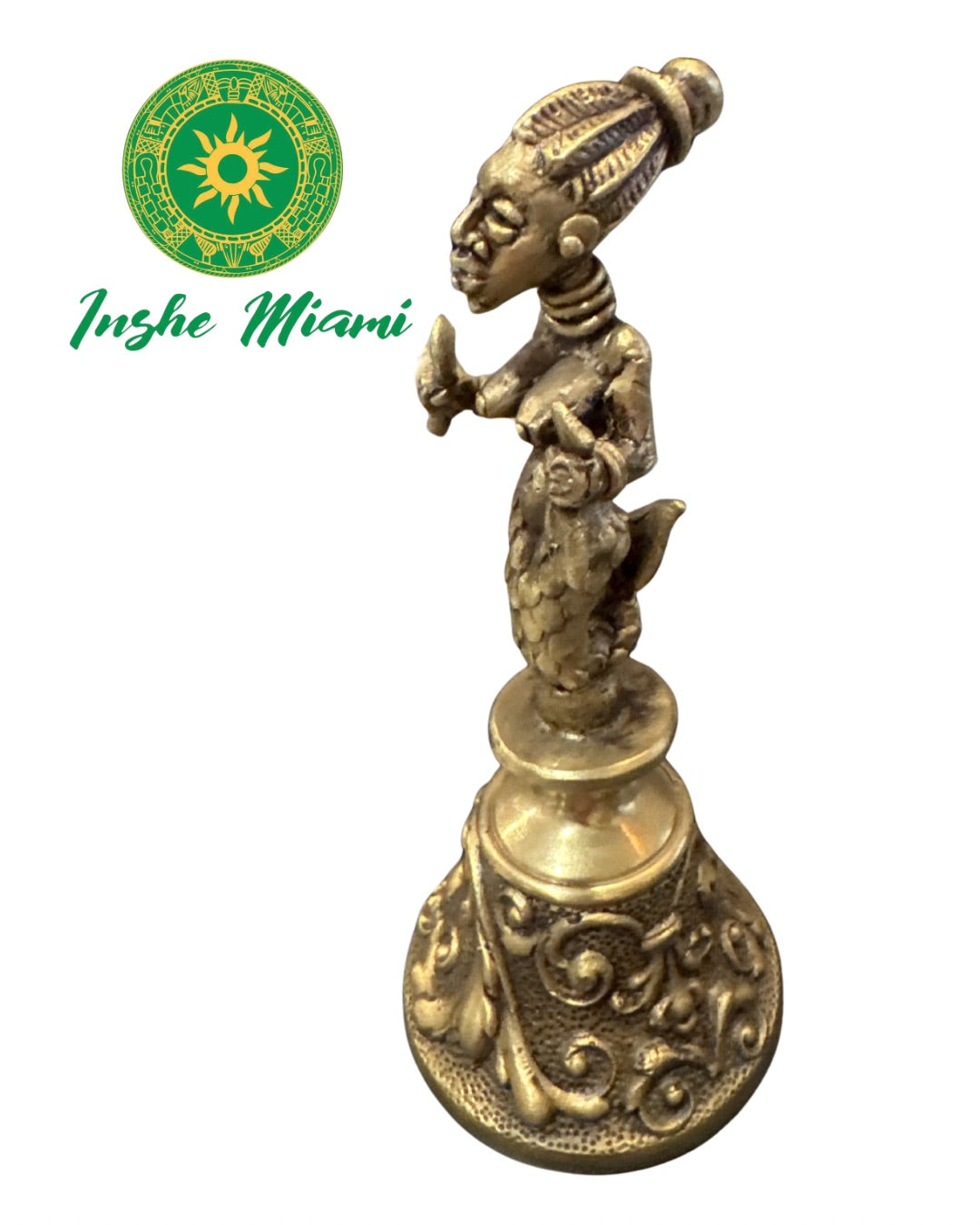 Iroke Ide de Bronce con Figura Sirena – Campana Tradicional Artesanal