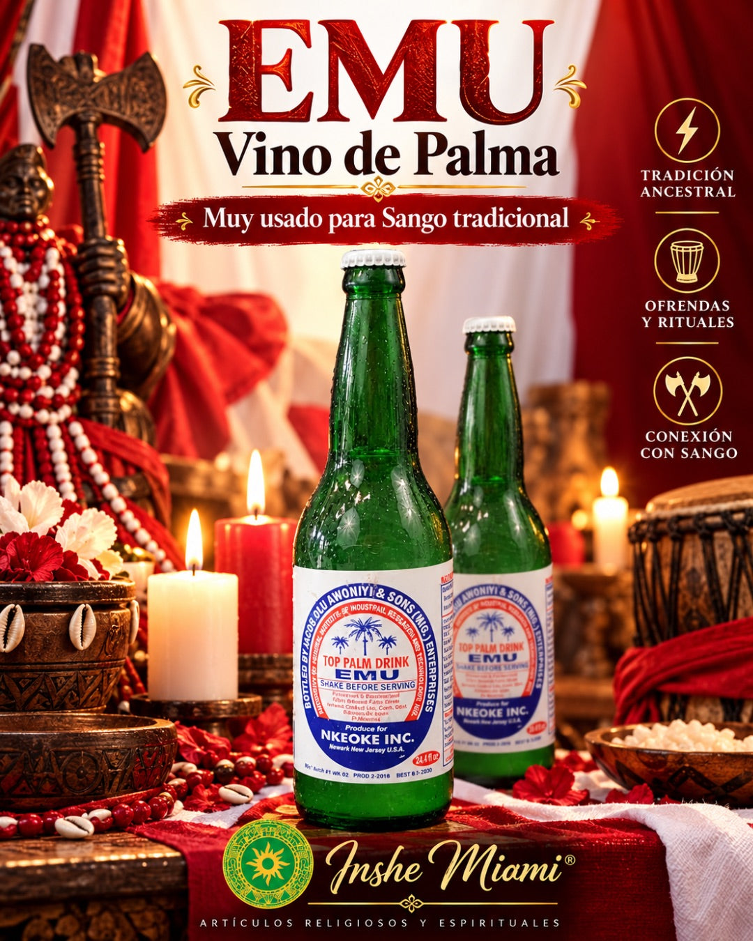 Emu (Palm Wine) 40.1 oz – Traditional Ritual Use | Inshe Miami