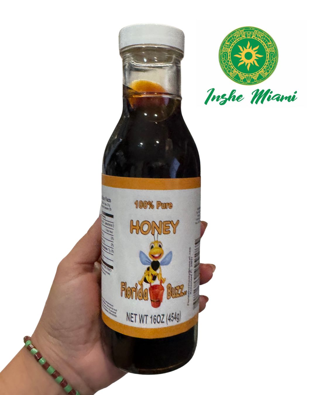 Miel 16 oz Natural de Abejas – Botella de Cristal |Uso Alimenticio y Tradicional Religioso| Inshe Miami