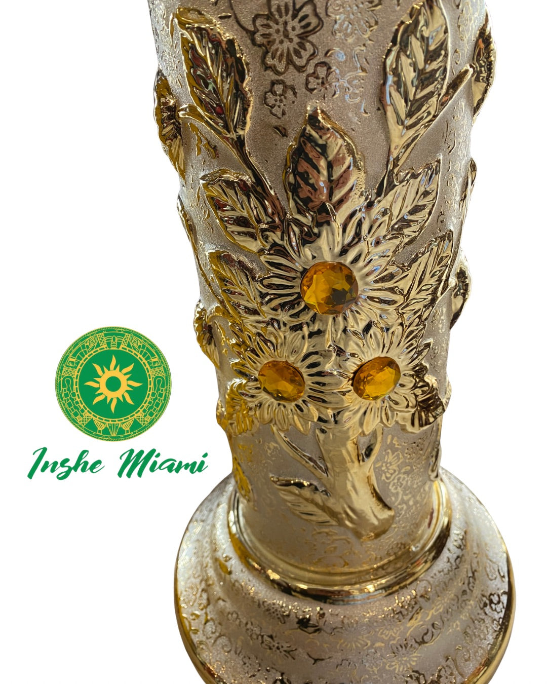 Pedestal Columna Decorativa con Flores 14” – Base para Santos y Soperas | Varios Colores | Inshe Miami