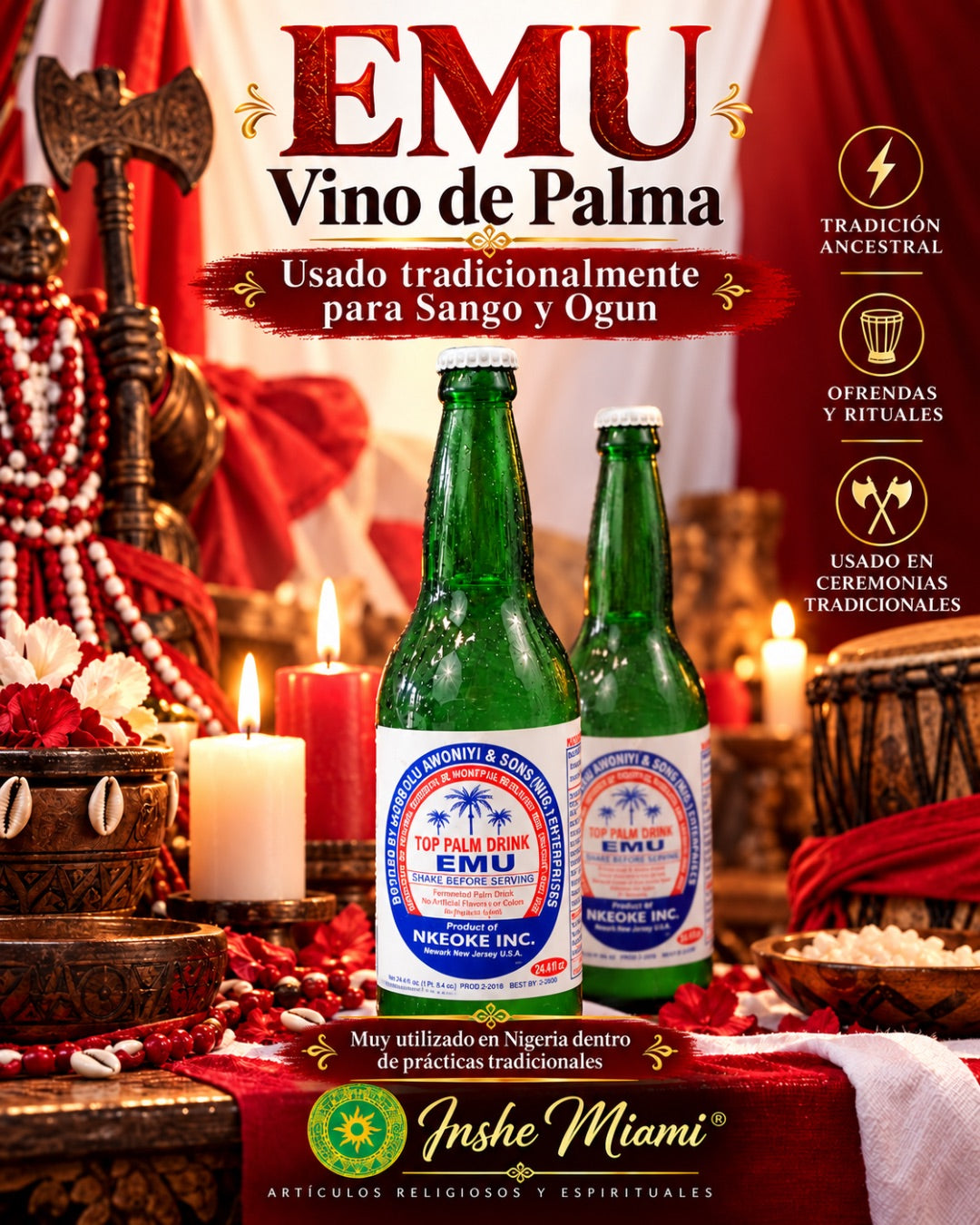 Emu (Palm Wine) 40.1 oz – Traditional Ritual Use | Inshe Miami