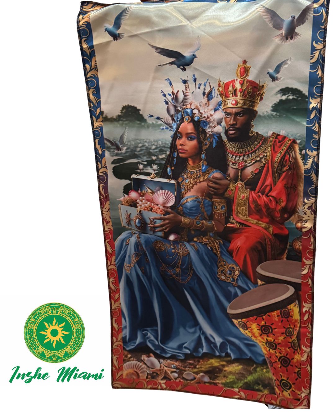 Tapiz de 2 Orichas Juntos 28" x 18" (Elije el Santos )