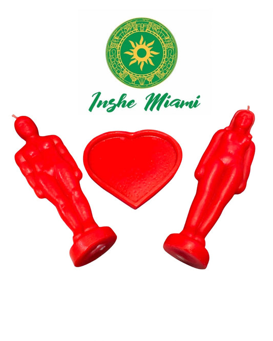RED COUPLE CANDLES IN HEART