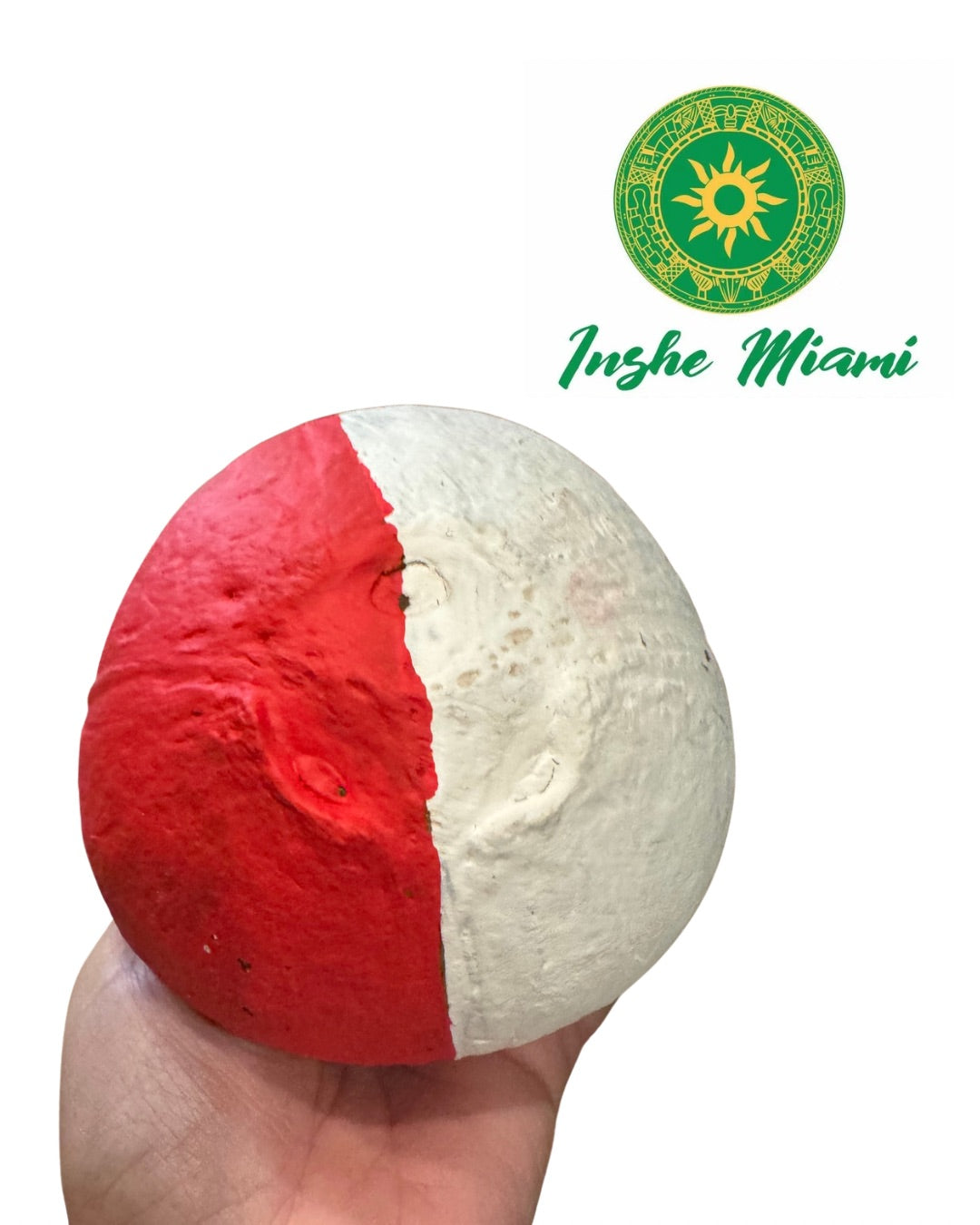 Cocos Grandes Pintados para Orisha Oko – Set de 2 (Rojo y Blanco) | Uso Ritual y Espiritual