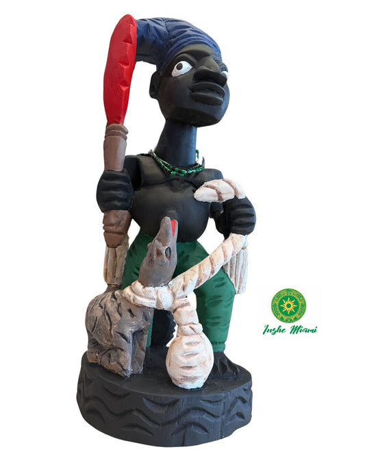 Ogun Lakaye 23” en Madera Tallada a Mano – Ícono de Ogun Tradicional Yoruba – Escultura Ritual Africana Tradicional