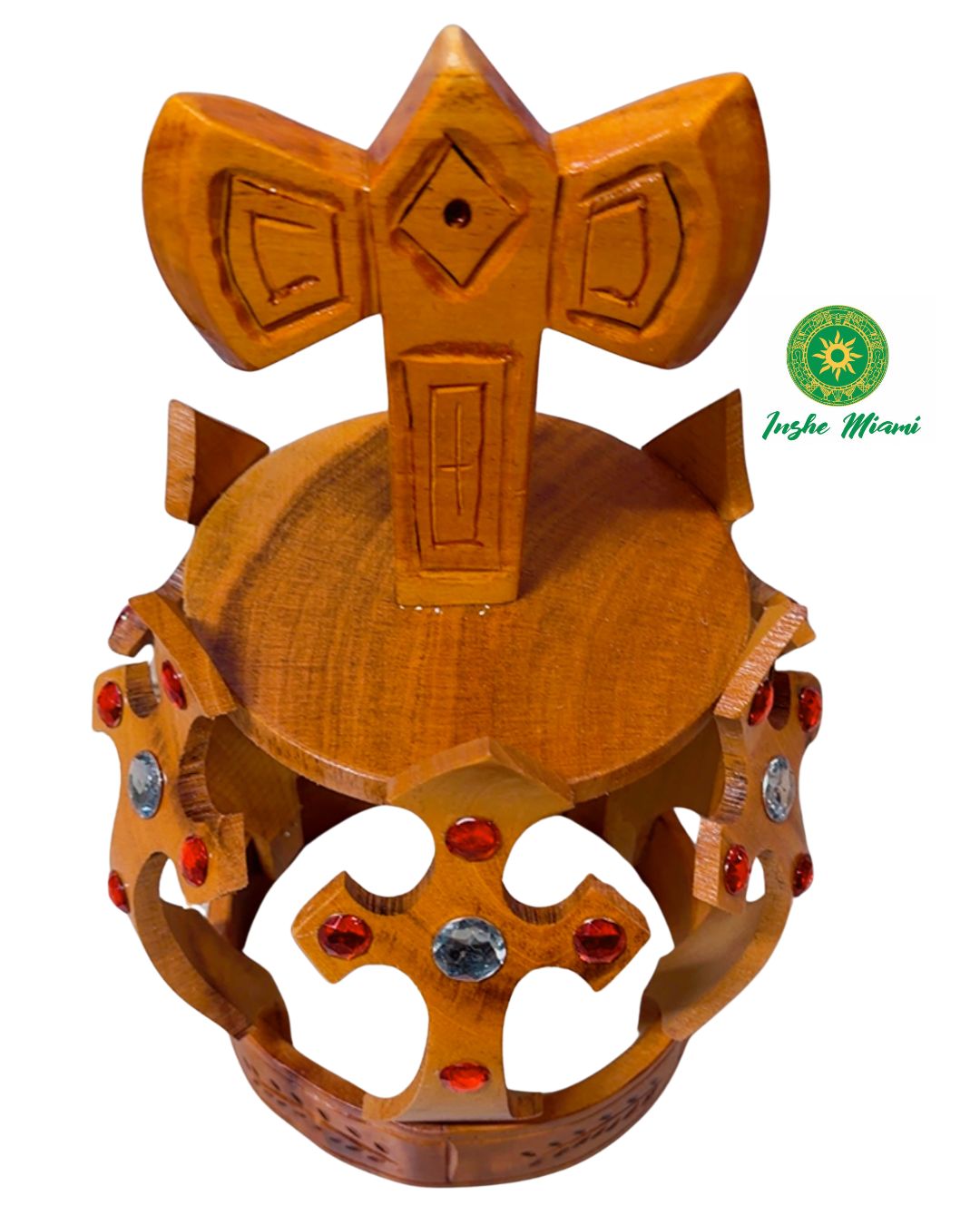 Corona de Madera para Changó con Oshé 15"-16" | Inshe Miami