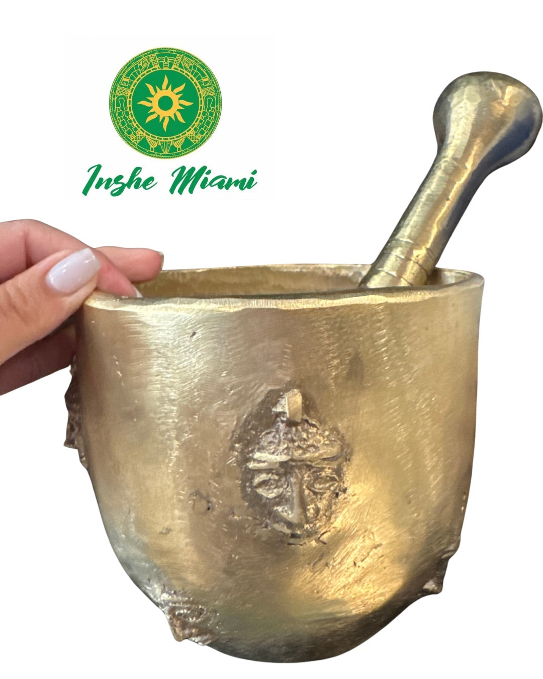Mortero Grande de Bronce 100% – Uso Tradicional y Religioso | Inshe Miami