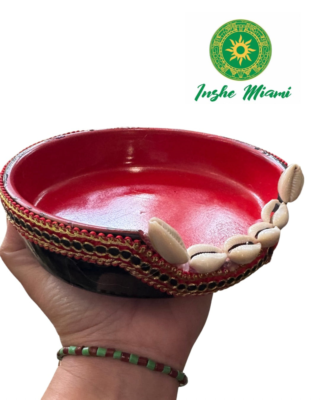 Plato de Elegua Decorado – Porcelana Roja y Negra | Inshe Miami