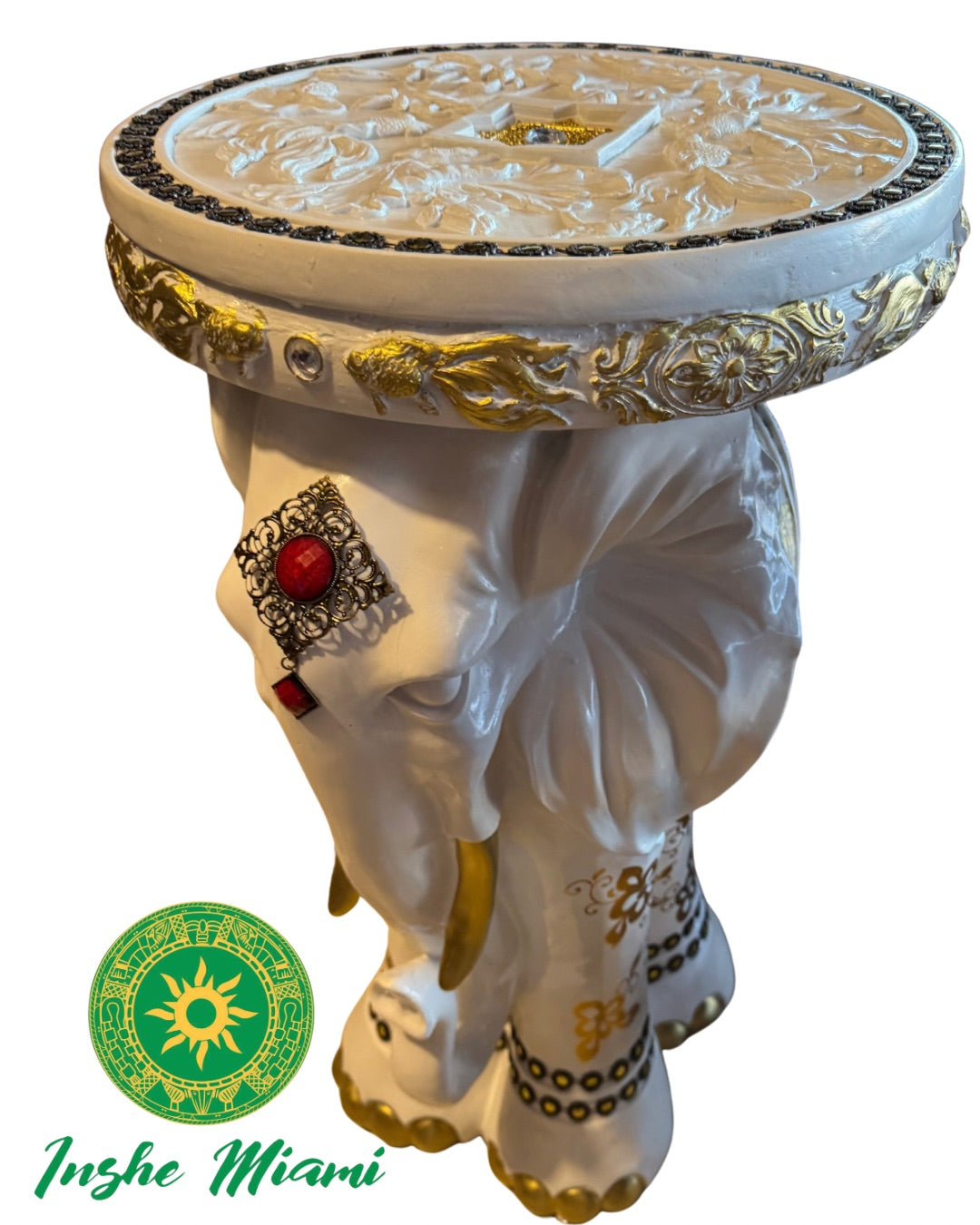 Pedestal Elefante 24” Blanco o Carmelita | Base Tradicional para Tablero y Batea de Orula