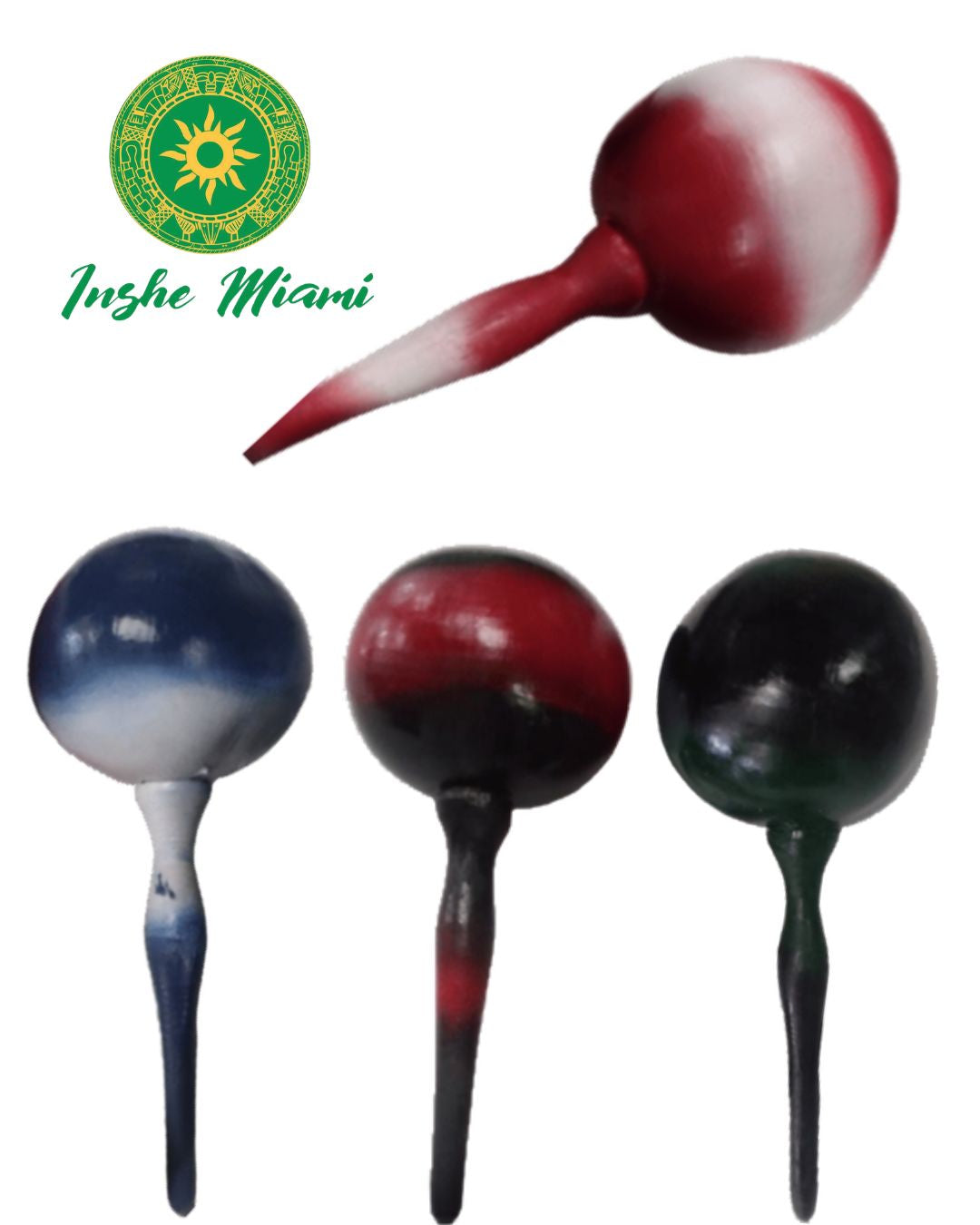 Painted Maracas for Orishas | Handmade | Eleggua, Chango, Yemaya and More | Inshe Miami