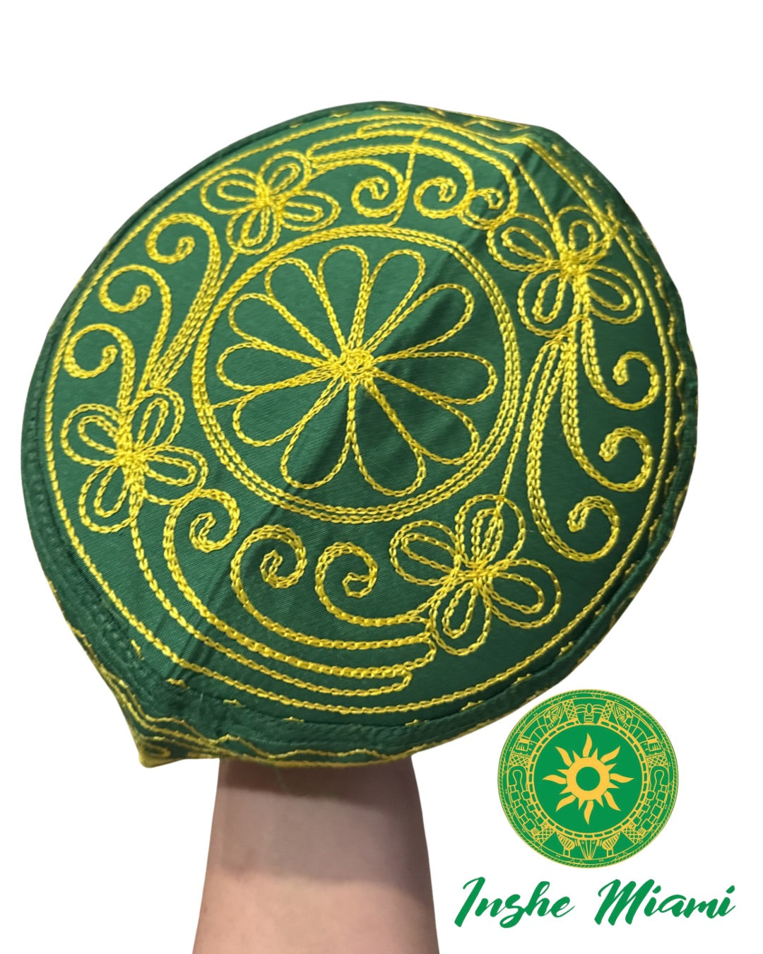 Gorro Verde y Amarillo Bordado