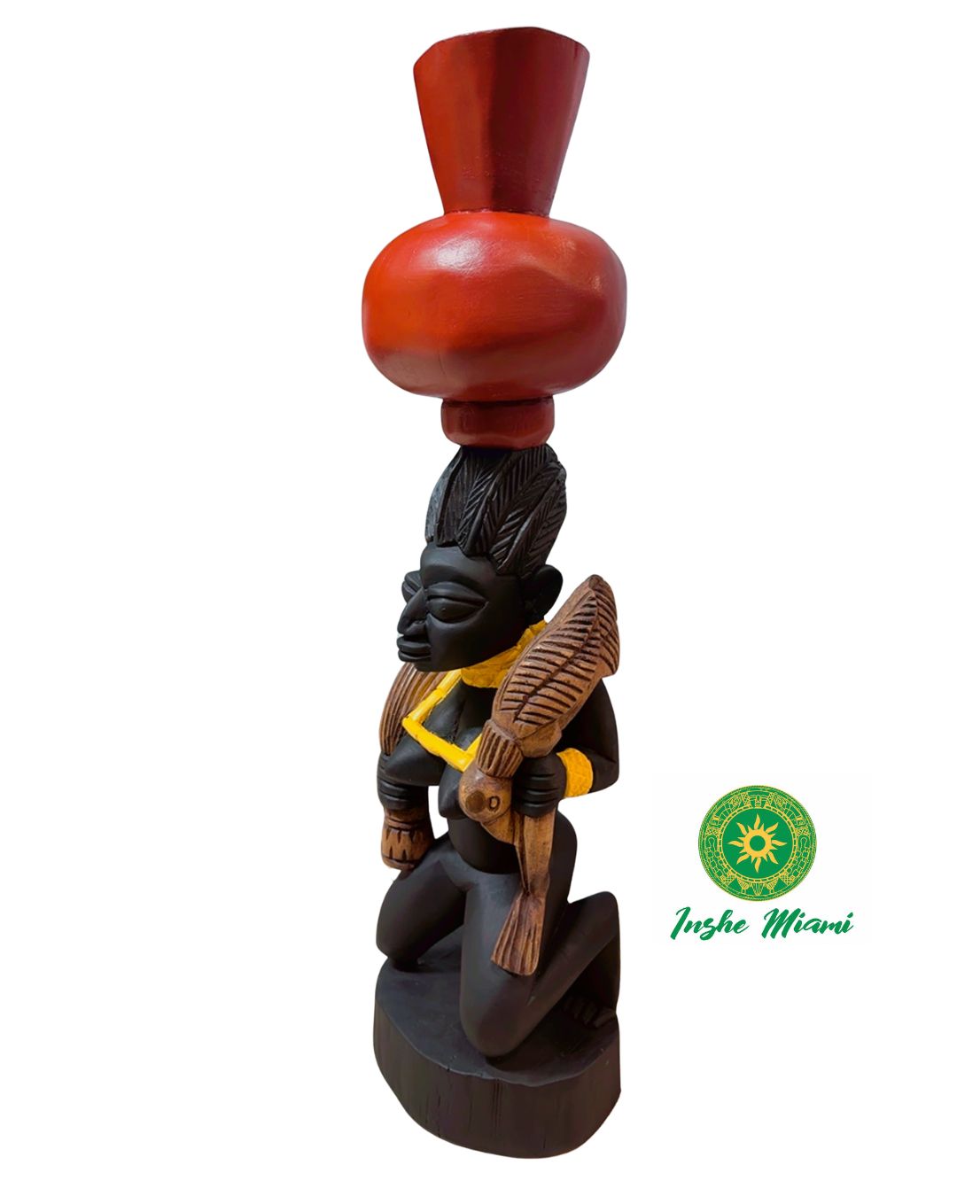 Icono de Oshun Tallada en Madera 26” – Escultura Yoruba de Osun/Ochún