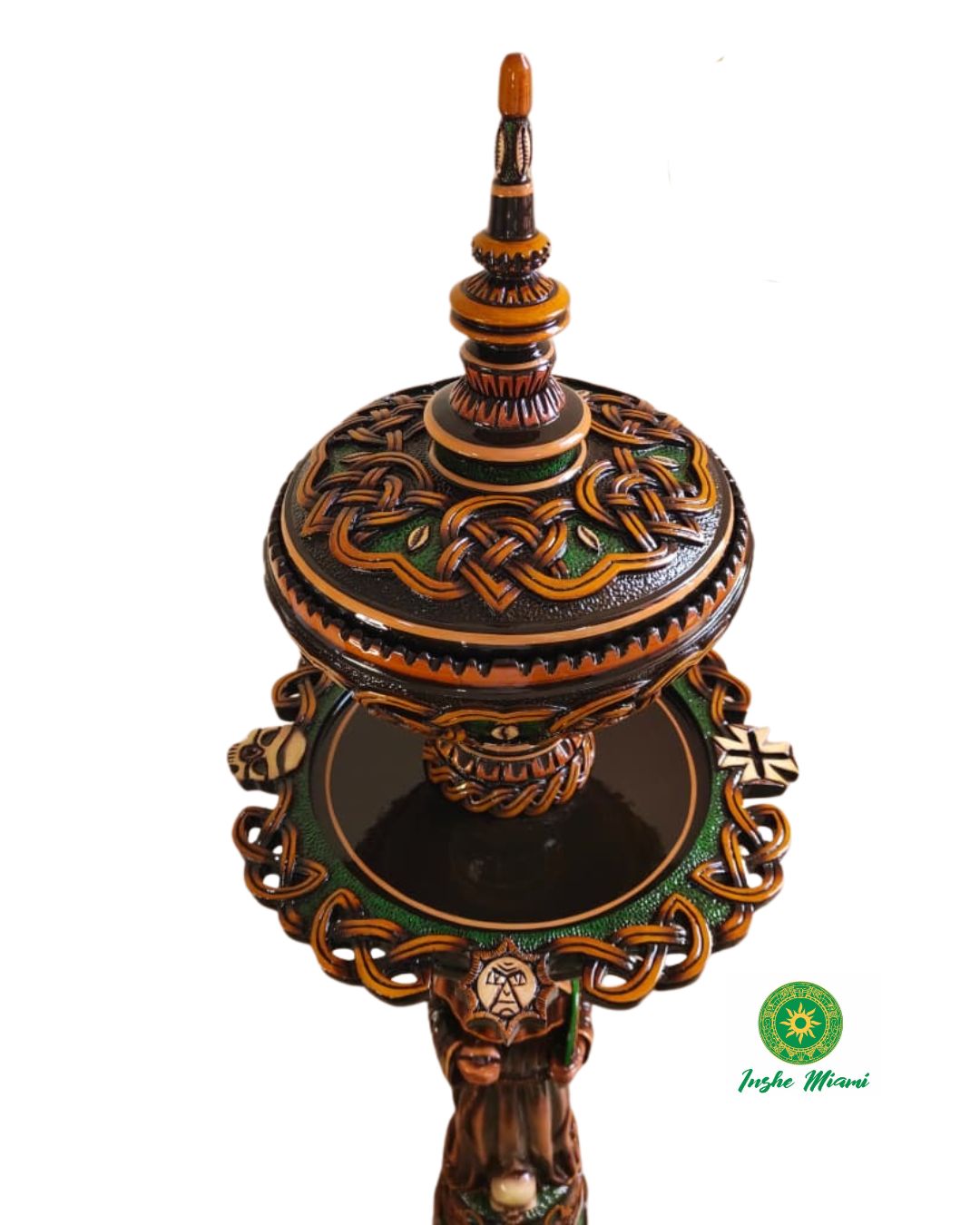 Mahogany Carved Ifa Set with Saint Francis of Assisi – African Sacred Art | Inshe Miami