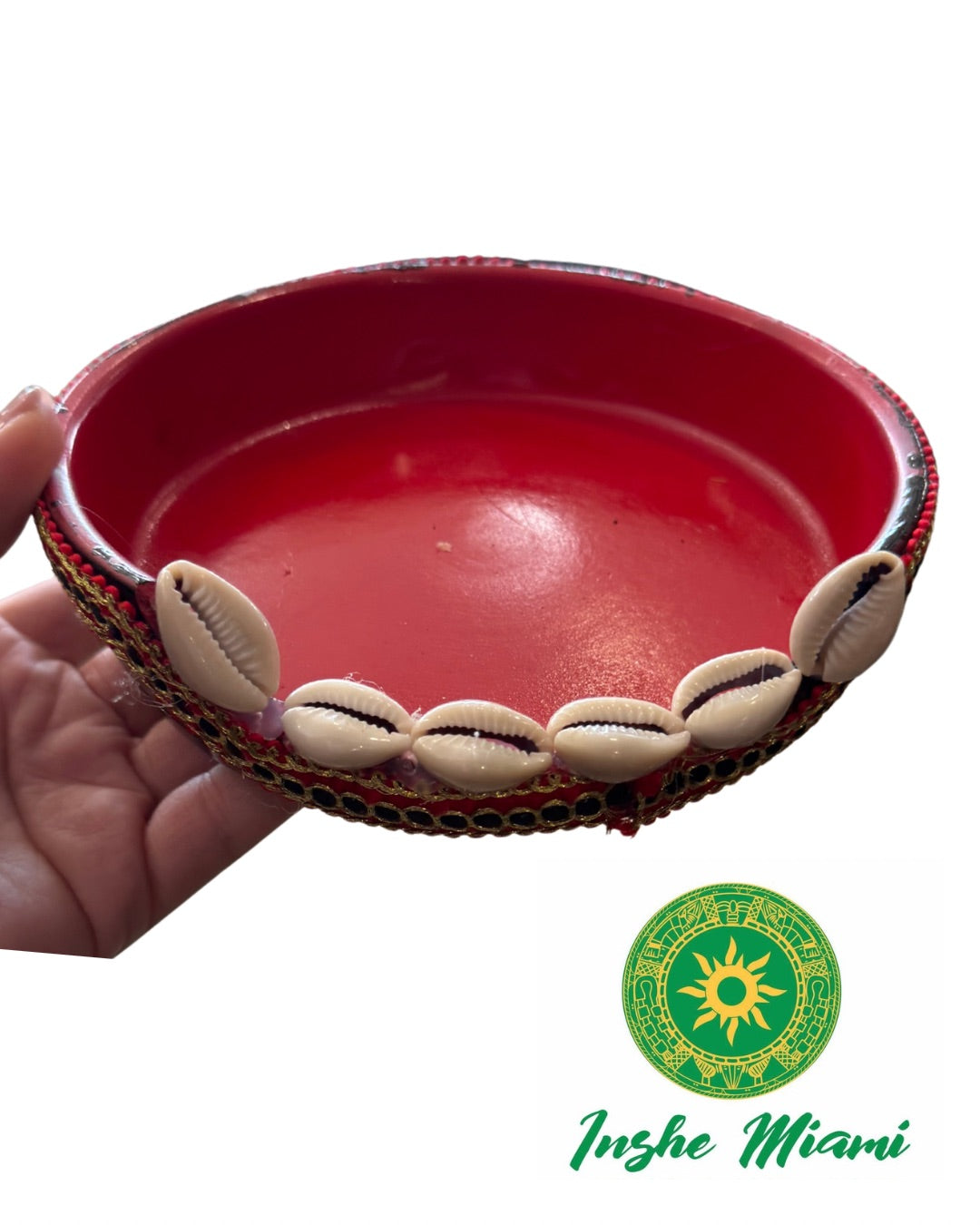 Plato de Elegua Decorado – Porcelana Roja y Negra | Inshe Miami