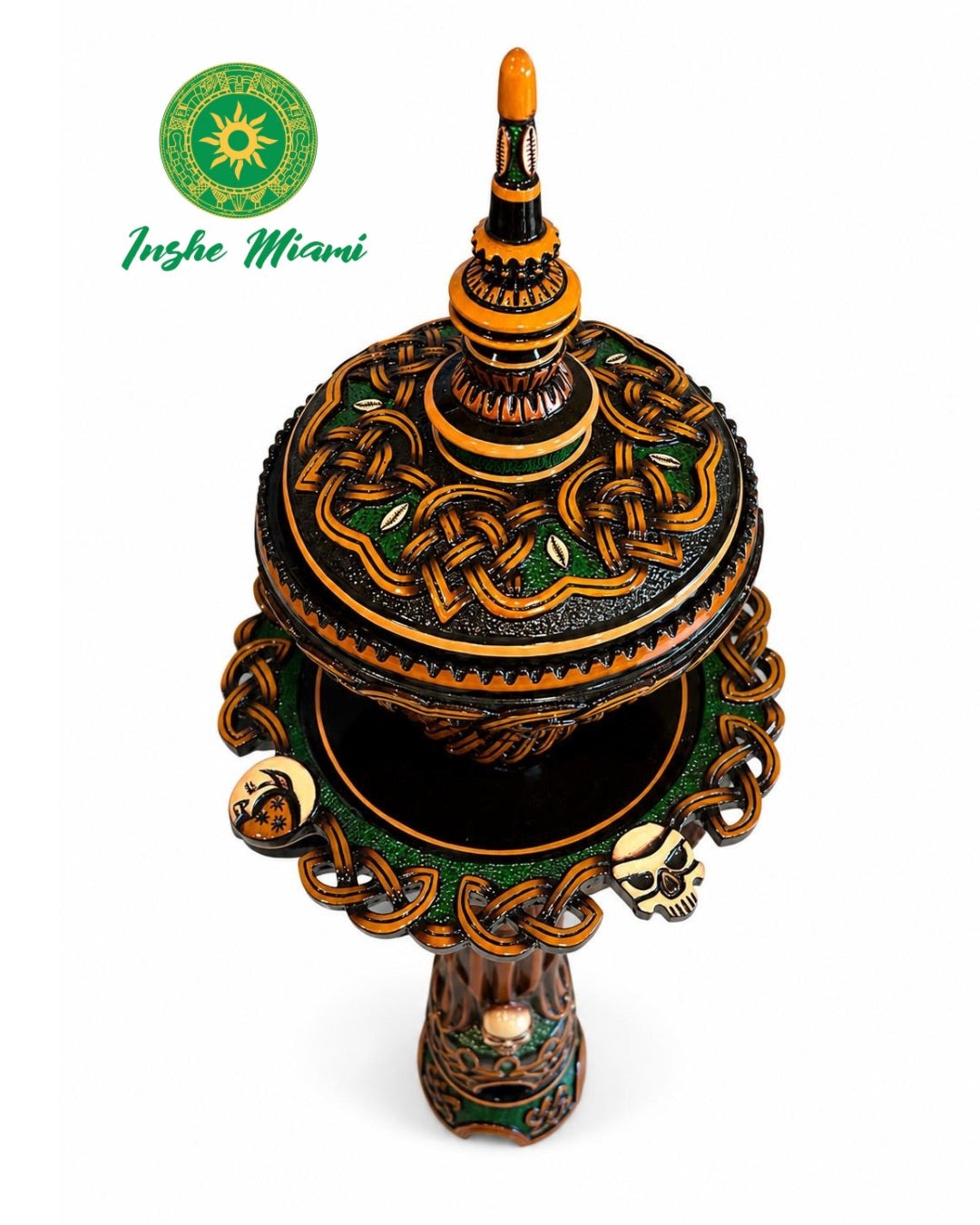 Mahogany Carved Ifa Set with Saint Francis of Assisi – African Sacred Art | Inshe Miami