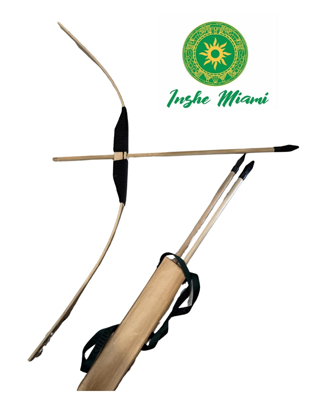 Arco y Flecha de Madera 25" | Artesanal | Para Oshosi, Altares y Decoración | Inshe Miami