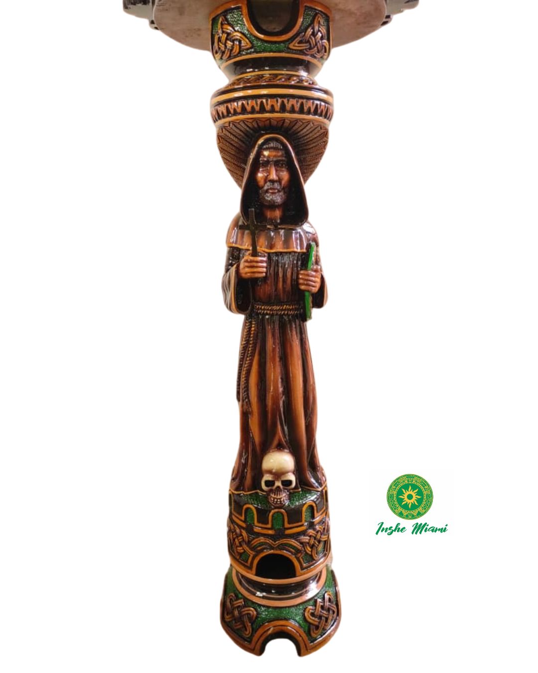 Mahogany Carved Ifa Set with Saint Francis of Assisi – African Sacred Art | Inshe Miami