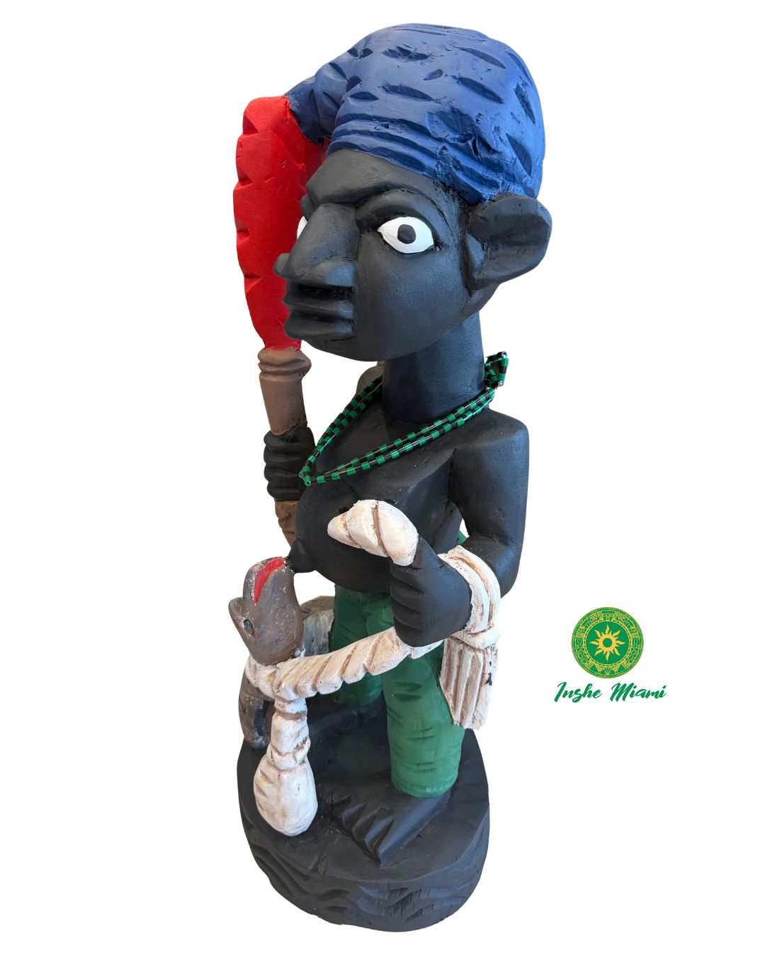 Ogun Lakaye 23” en Madera Tallada a Mano – Ícono de Ogun Tradicional Yoruba – Escultura Ritual Africana Tradicional