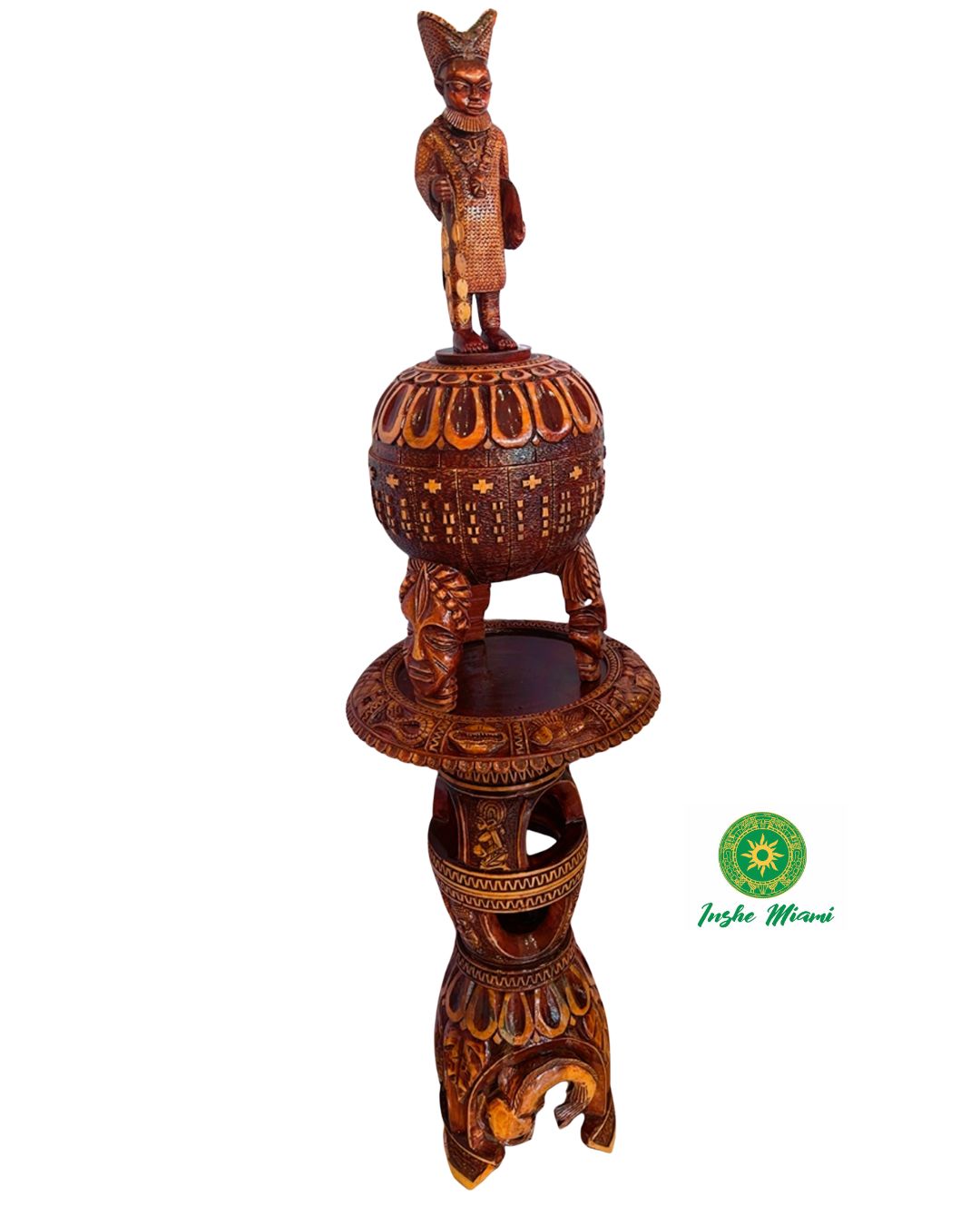 Set Trono de Ifa en Caoba con Orunmila y 16 Mejis Tallados | Set Completo de Ifa