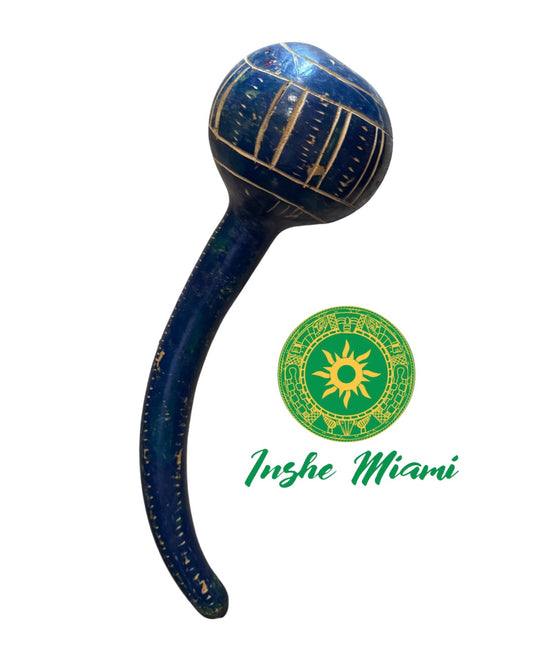 Sere / Shere de Yemoja Azul – Maraca Ritual Yoruba de Calabaza Natural