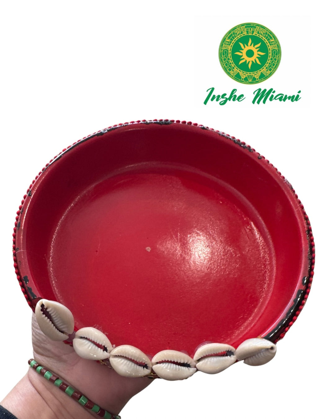 Plato de Elegua Decorado – Porcelana Roja y Negra | Inshe Miami