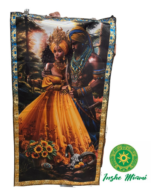 Tapiz de 2 Orichas Juntos 28" x 18" (Elije el Santos )