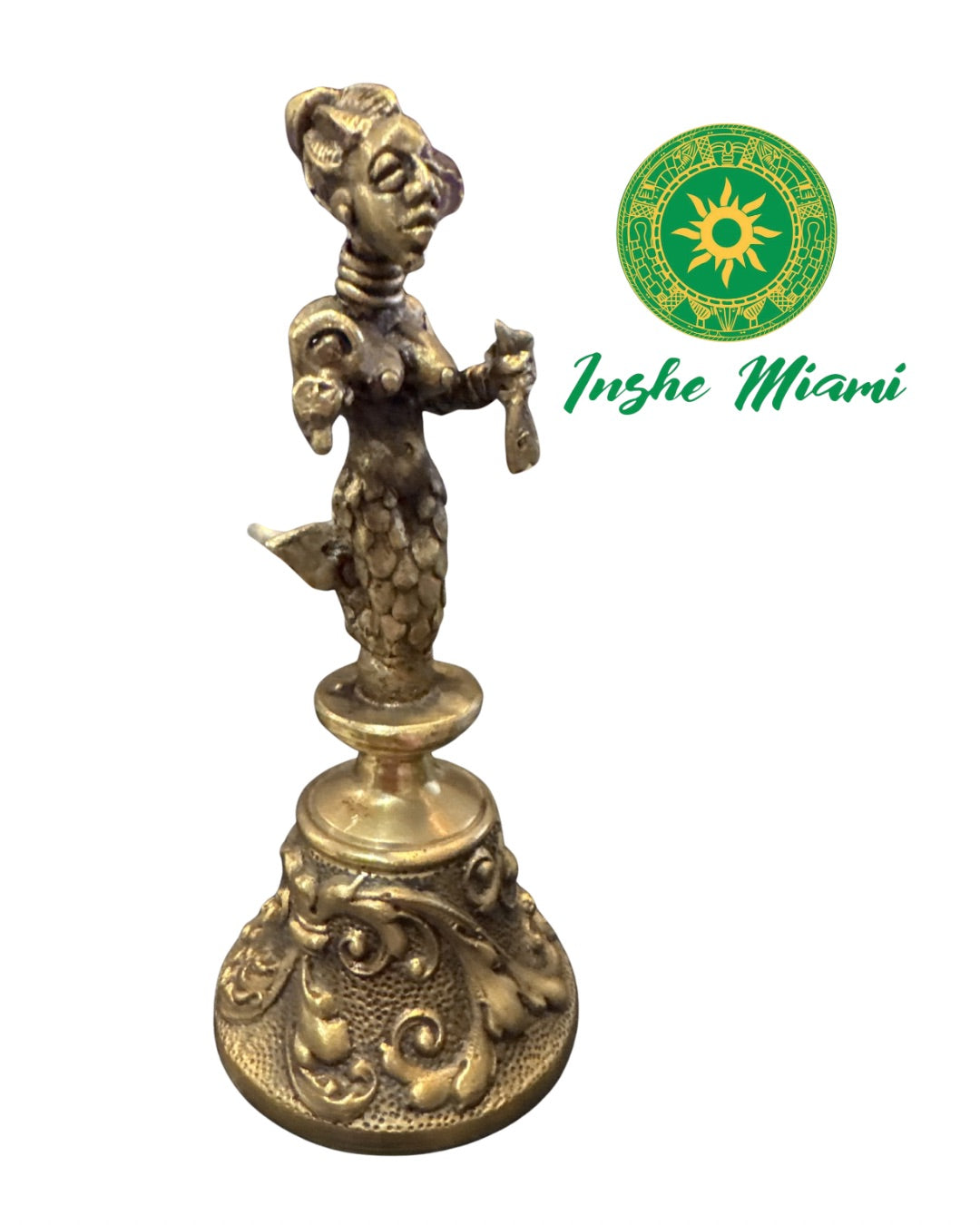 Iroke Ide de Bronce con Figura Sirena – Campana Tradicional Artesanal