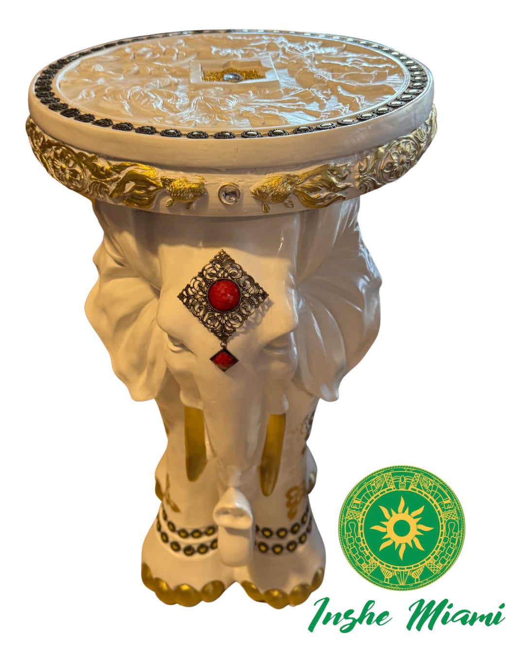 Pedestal Elefante 24” Blanco o Carmelita | Base Tradicional para Tablero y Batea de Orula